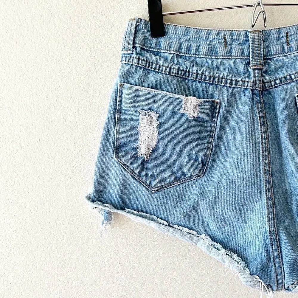 Gata Denim Jean Shorts Distressed